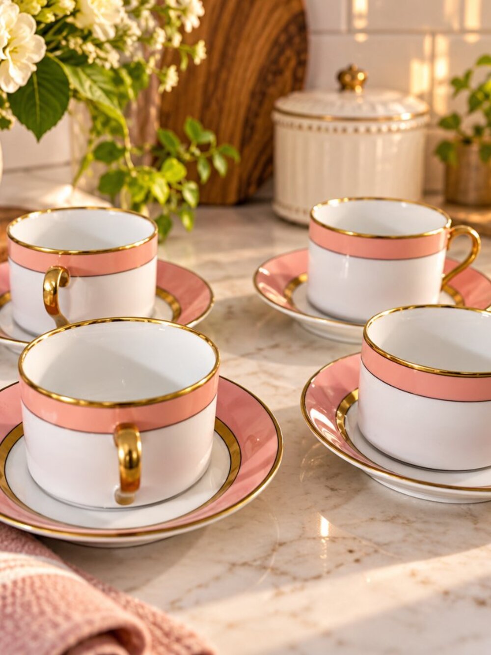 Elegant Fitz and‎ Floyd Renaissance set of 4TEACUP AND SAUCER.